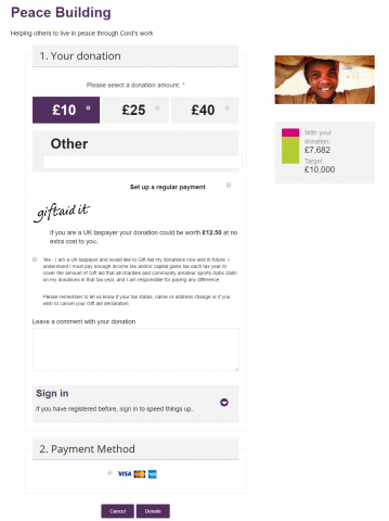 On-site Donations for Charity Websites